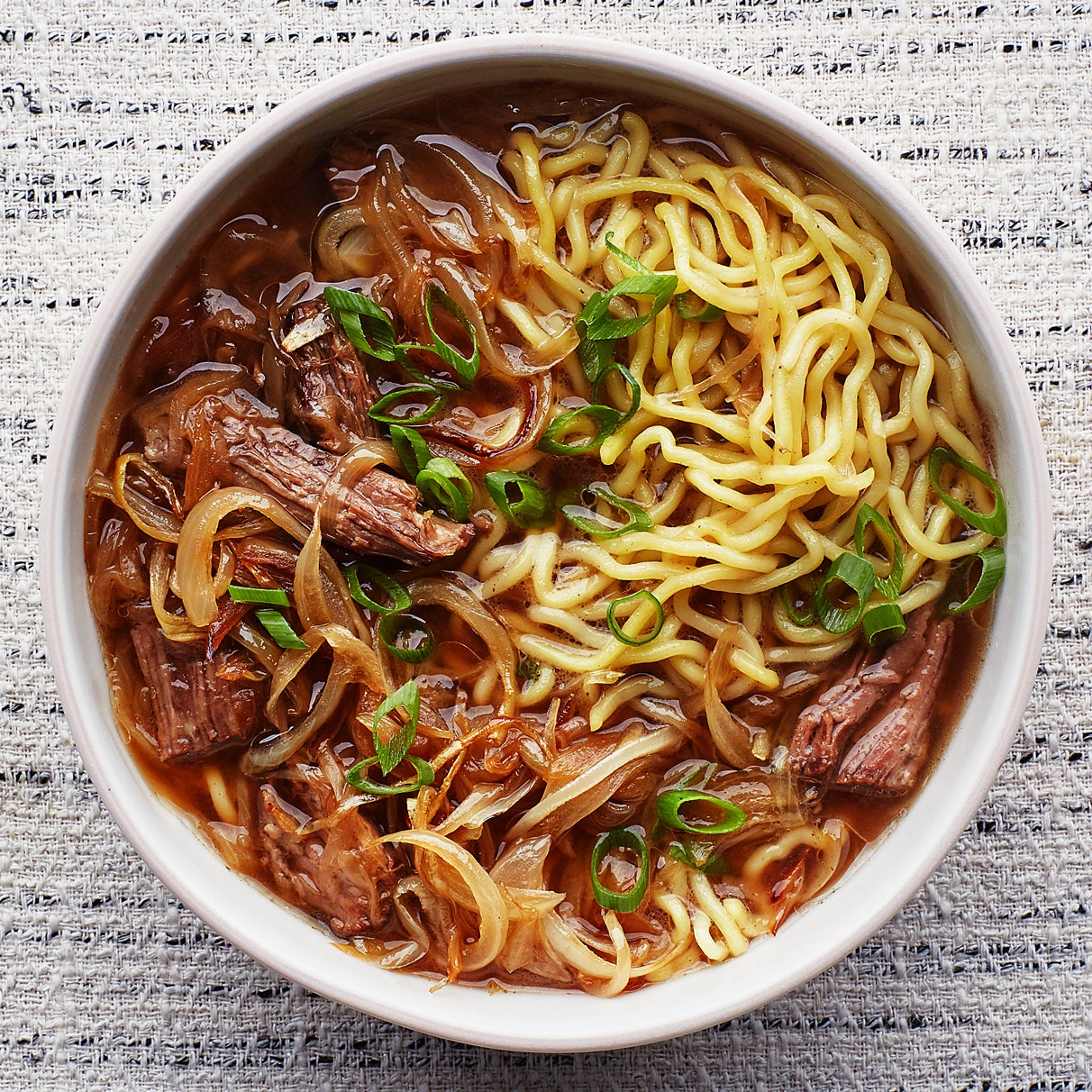 French Onion Beef Noodle Soup